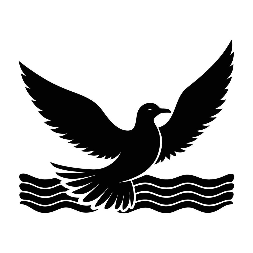 Seagull soaring gracefully over water with fully outstretched wings high vector