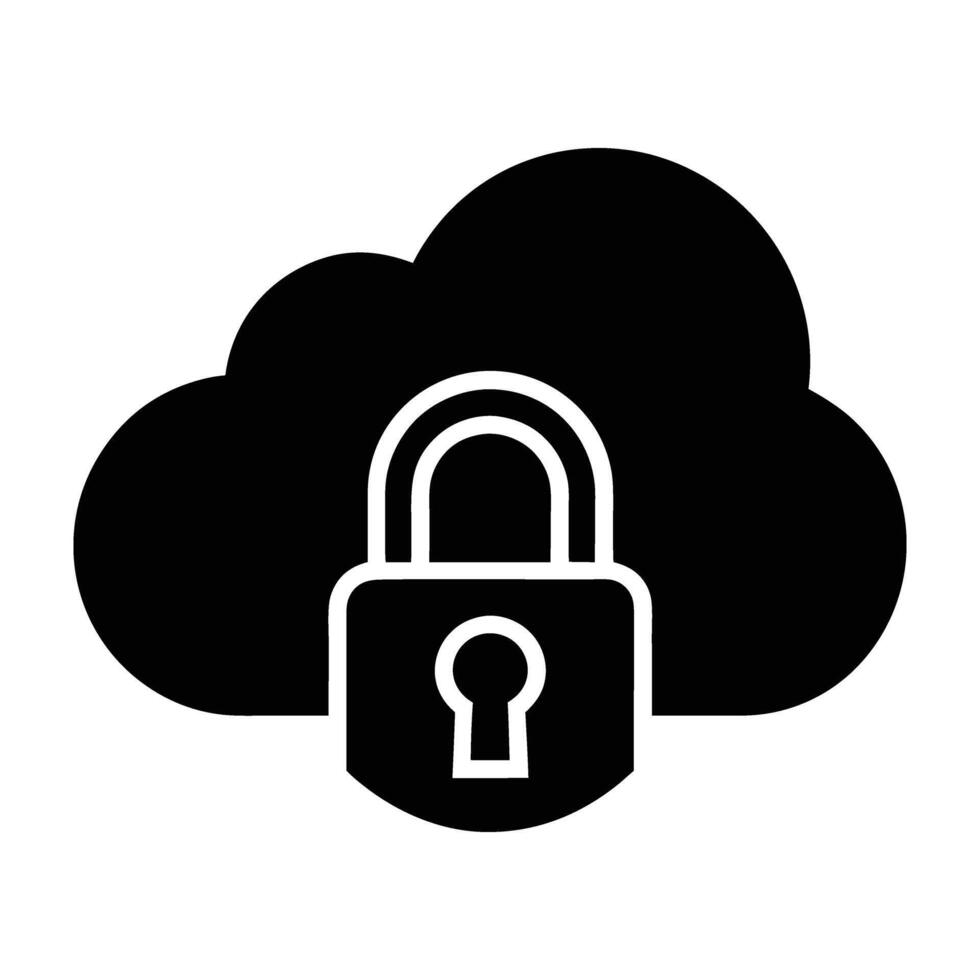 Secure cloud storage depicted with a prominent lock icon in a modern design vector