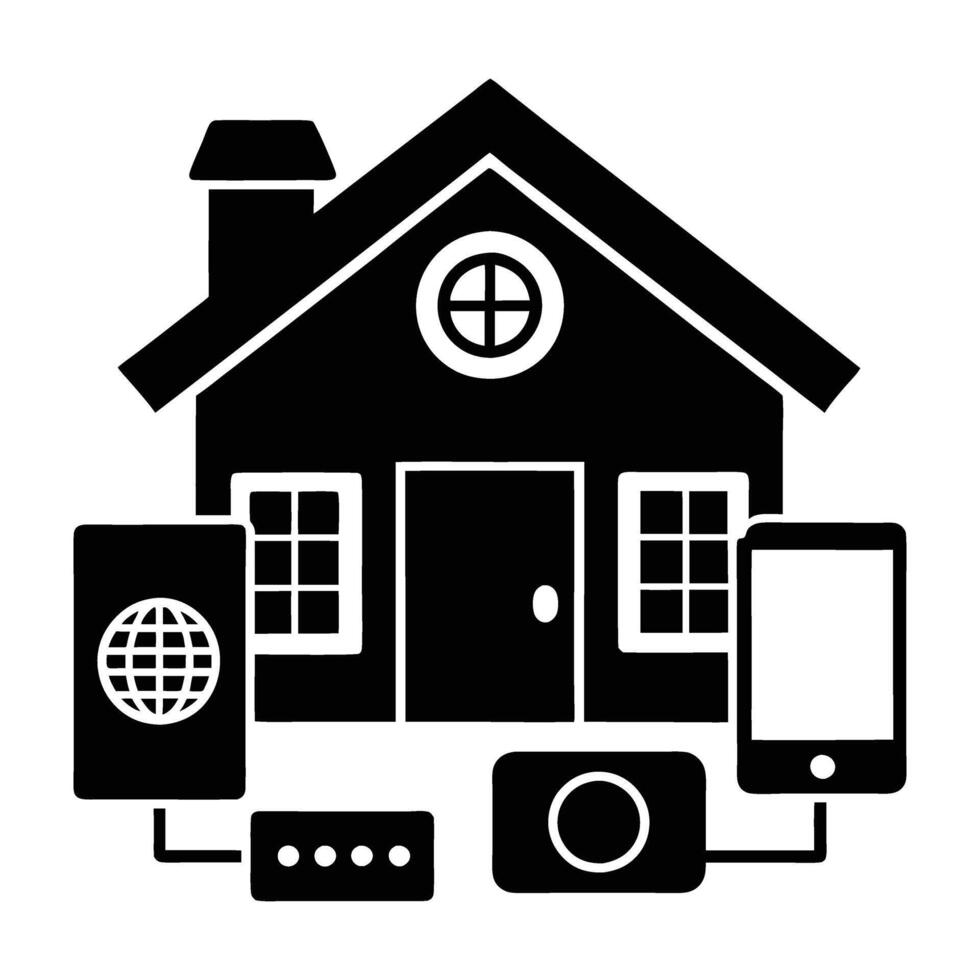 Smart home security with multiple devices for advanced integrated protection vector