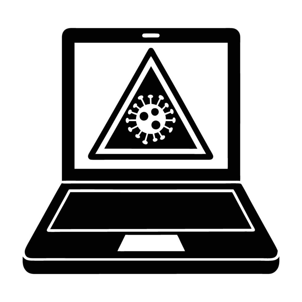 Virus Warning Alert on a Laptop Screen Showcased in a Bold Silhouette Design vector