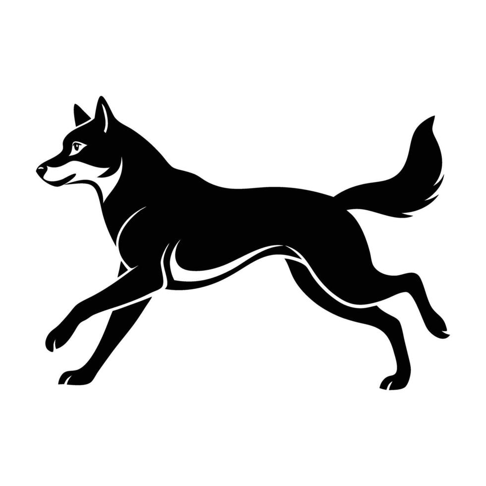 Energetic Husky Mid-Leap with Fully Stretched Legs Gracefully in Motion vector