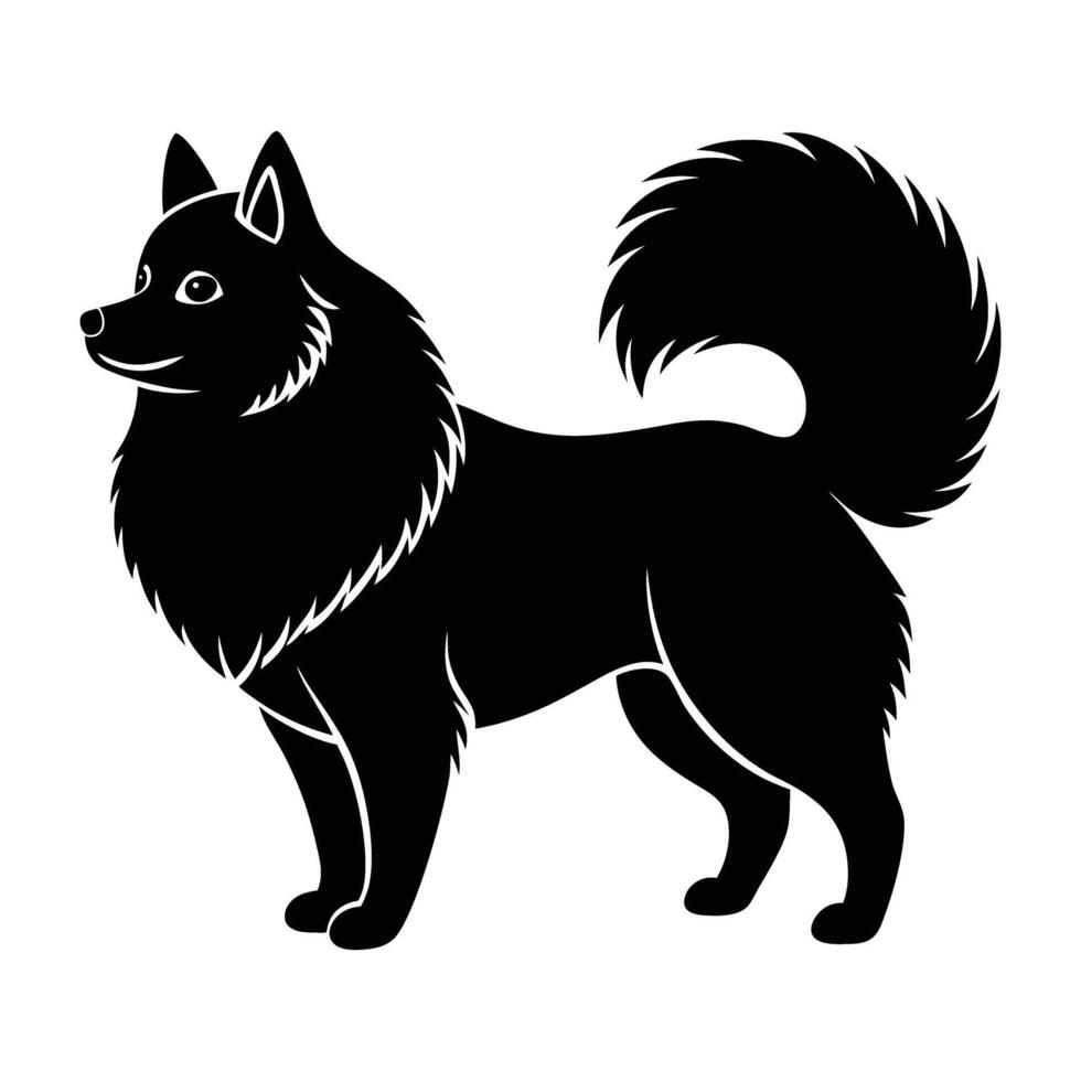 Samoyed dog showcasing a beautifully fluffy tail over its back vector
