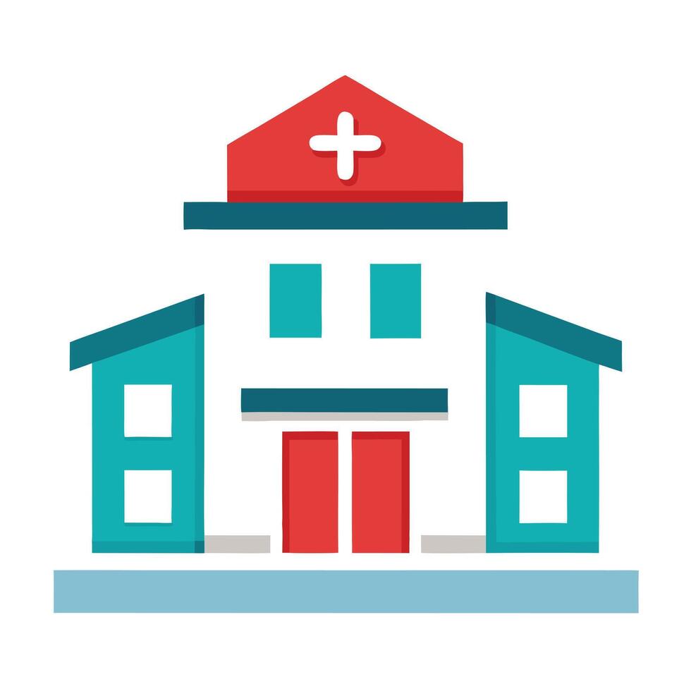 Hospital Building Icon with a Red Cross and Isolated Background vector
