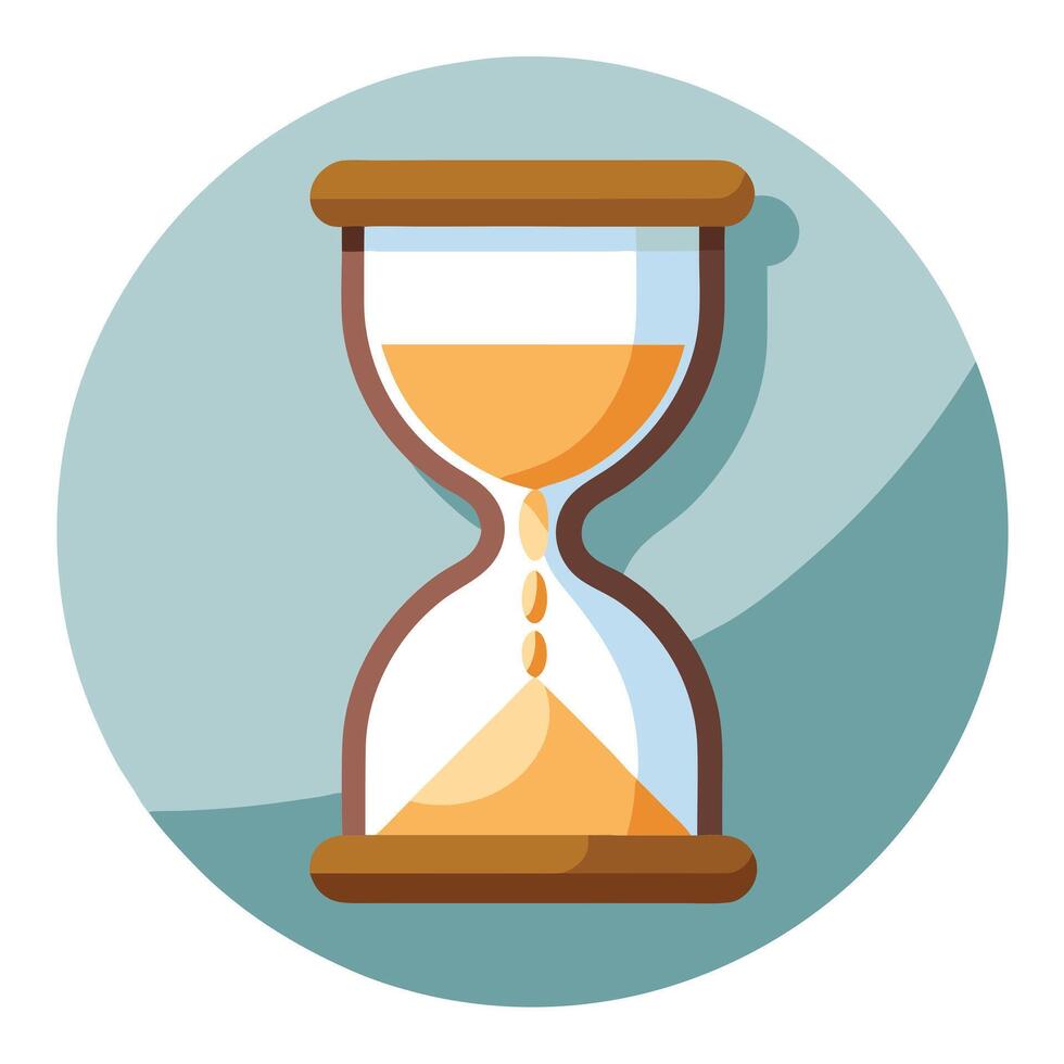 Modern Flat Style Hourglass Icon with Sand and Isolated Background vector