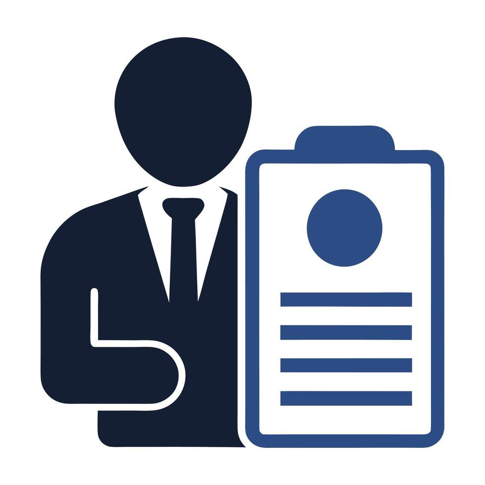 Modern Silhouette of a Person Icon with a Briefcase and Isolated Background vector