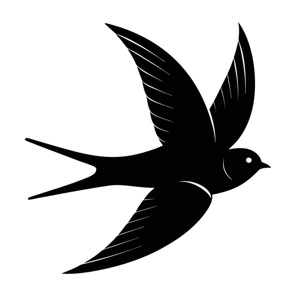 Elegant Swallow in Full Flight with Outspread Wings over Open Sky vector