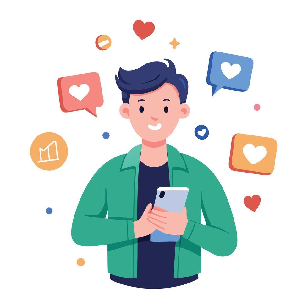 Elegant Person Icon Holding a Smartphone with a Camera and Isolated Background vector
