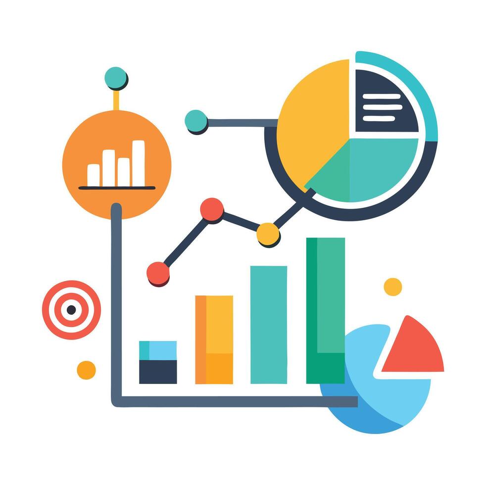 Elegant Combination of Graphs and Text Icon and Isolated Background vector