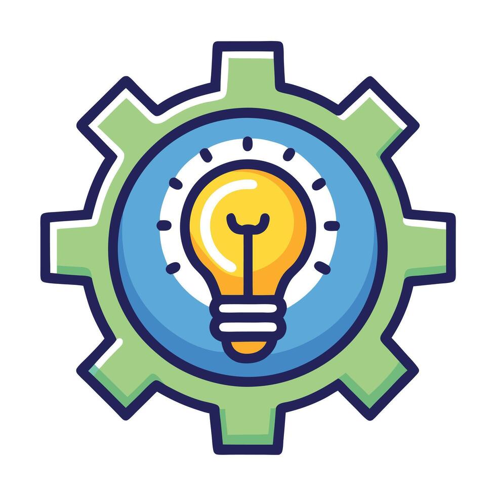 Elegant Gear Icon with a Lightbulb and Isolated Background vector