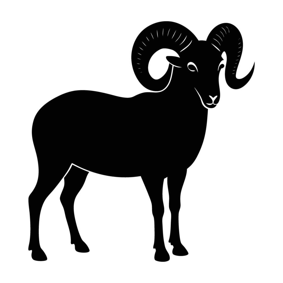 Ram exhibiting a strong stance with prominent curved horns in open pasture vector