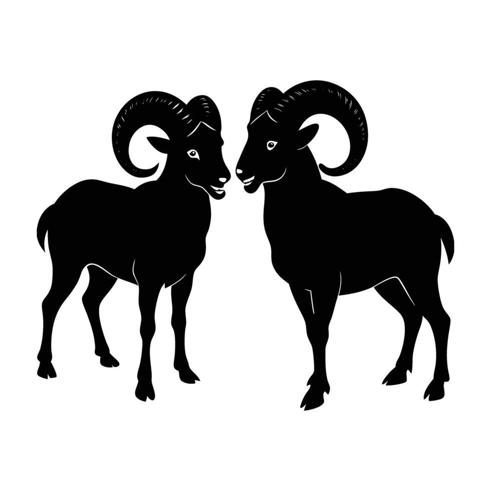Ram butting heads with another ram in a fierce display vector