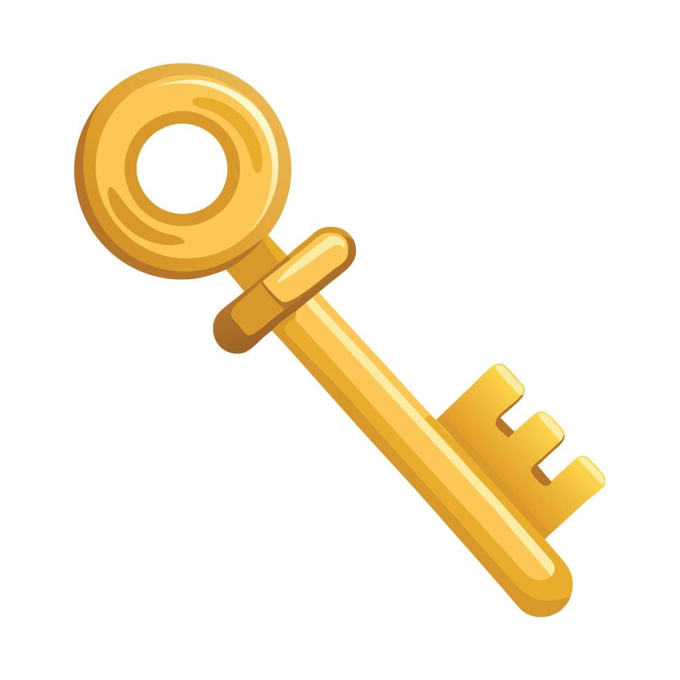 Elegant Classic Golden Key Icon with a Handle and Isolated Background vector