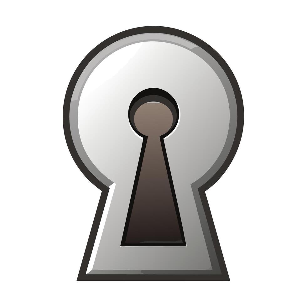 Elegant Classic Keyhole Icon with a Metallic Design and Isolated Background vector