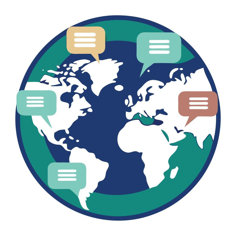 Globe Icon with a Speech Bubble and Isolated Background vector