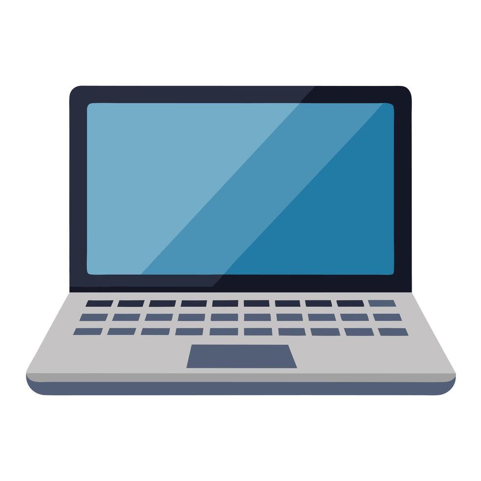 Flat Rectangular Laptop Icon with a Simple Design and Isolated Background vector