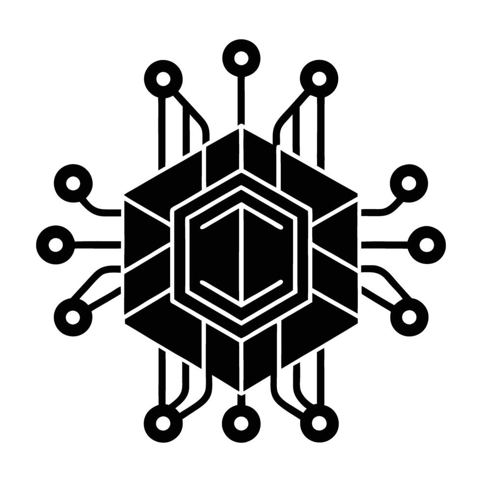 Quantum computer featuring futuristic design with sleek flat interface components vector