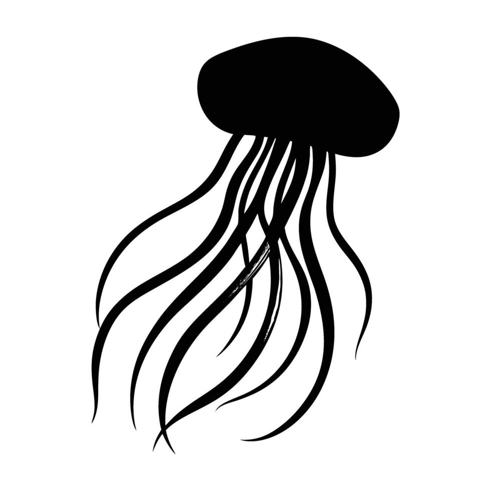 Ethereal Jellyfish Drifting with Long Flowing Tentacles in the Deep Sea vector