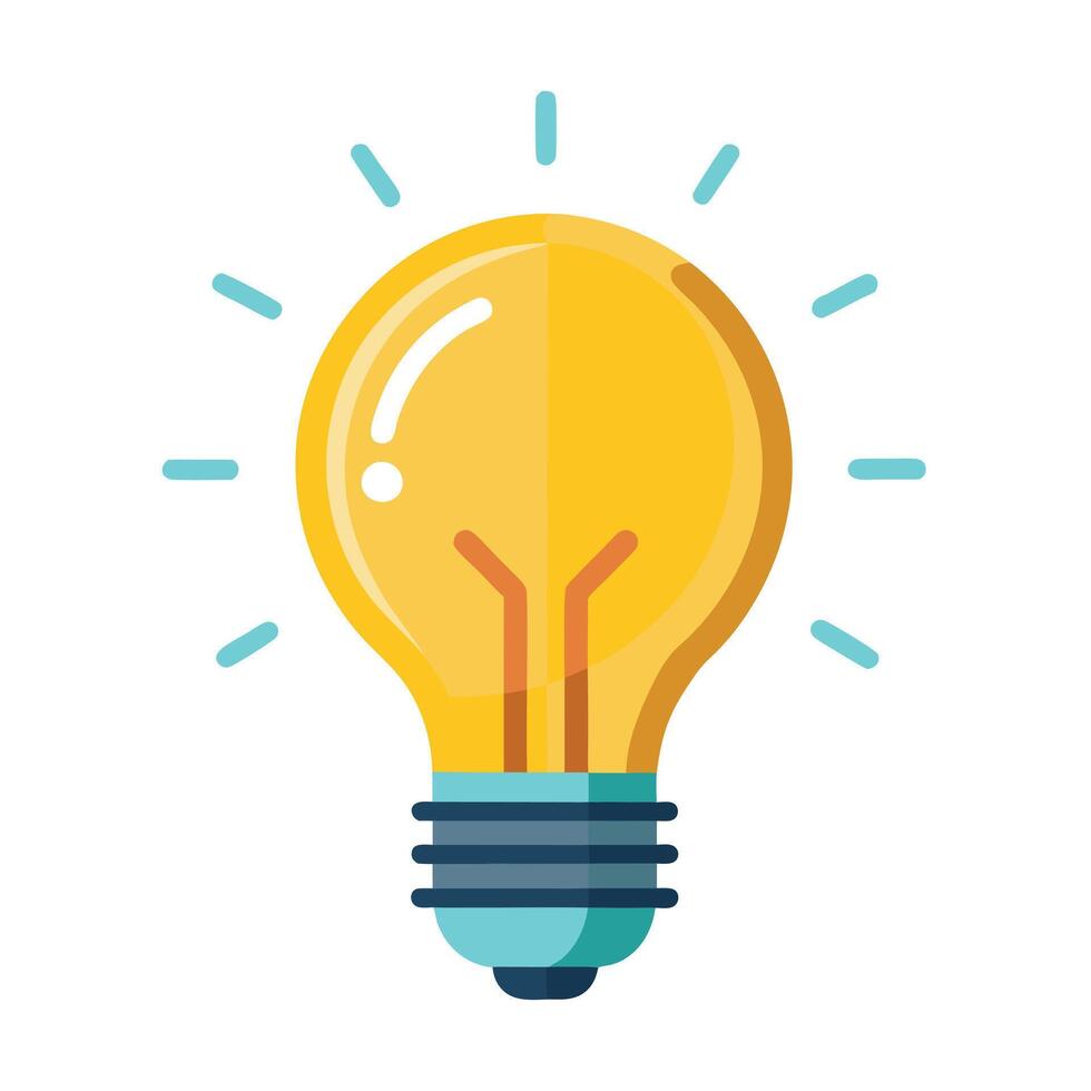 Elegant Glowing Light Bulb Icon with a Spark and Isolated Background vector