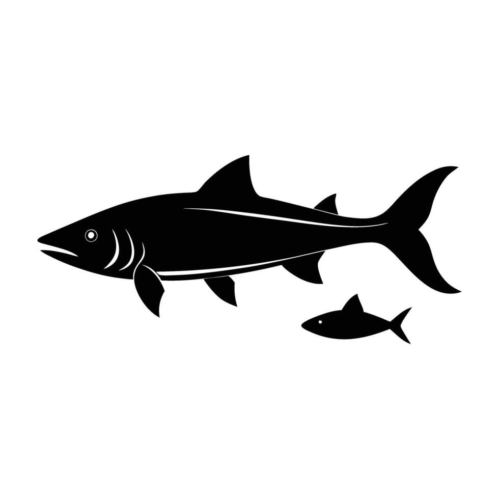 Remora fish attached to a larger marine animal in close symbiosis vector