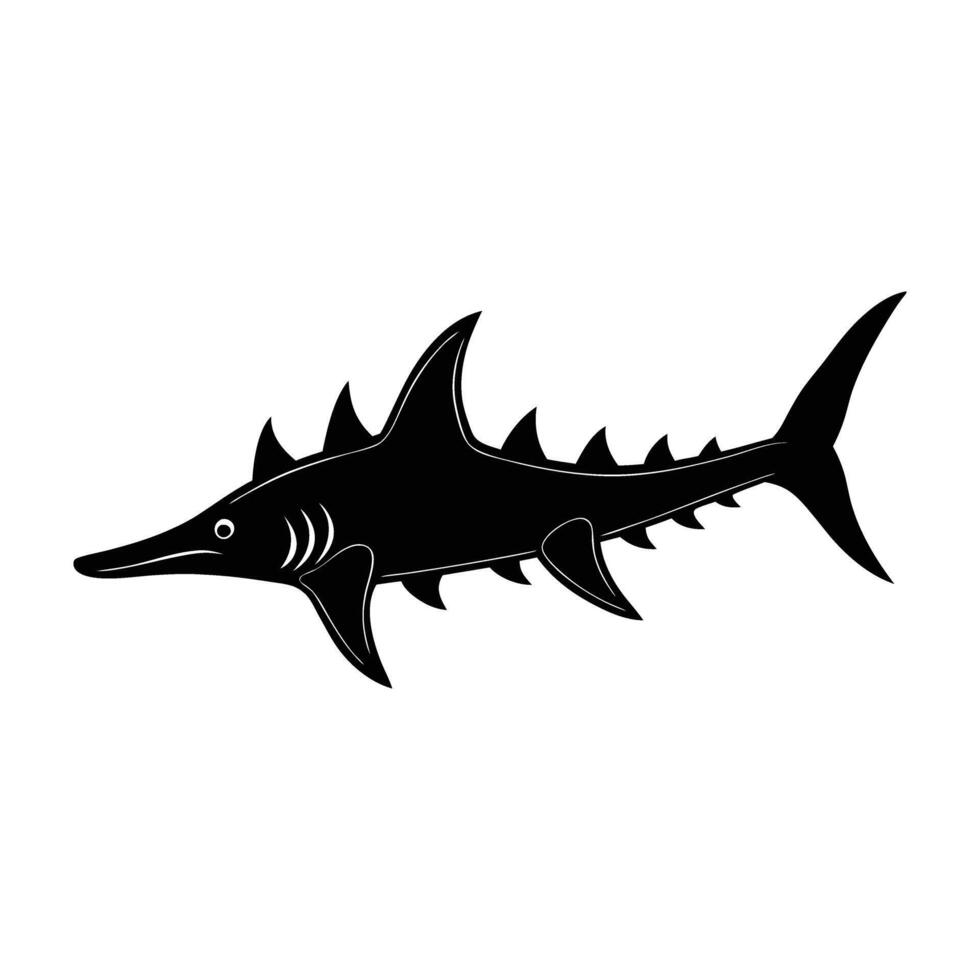 Sawfish gliding gracefully with its long serrated snout ahead smoothly vector