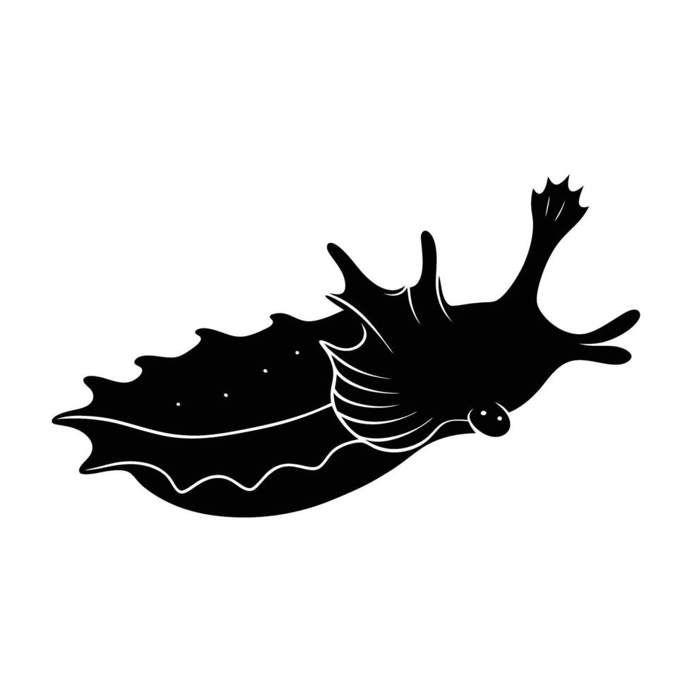 Sea hare gliding over the seabed with its mantle fully extended vector