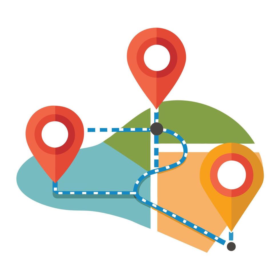 Elegant Map Icon with Clear Routes and Locations and Isolated Background vector