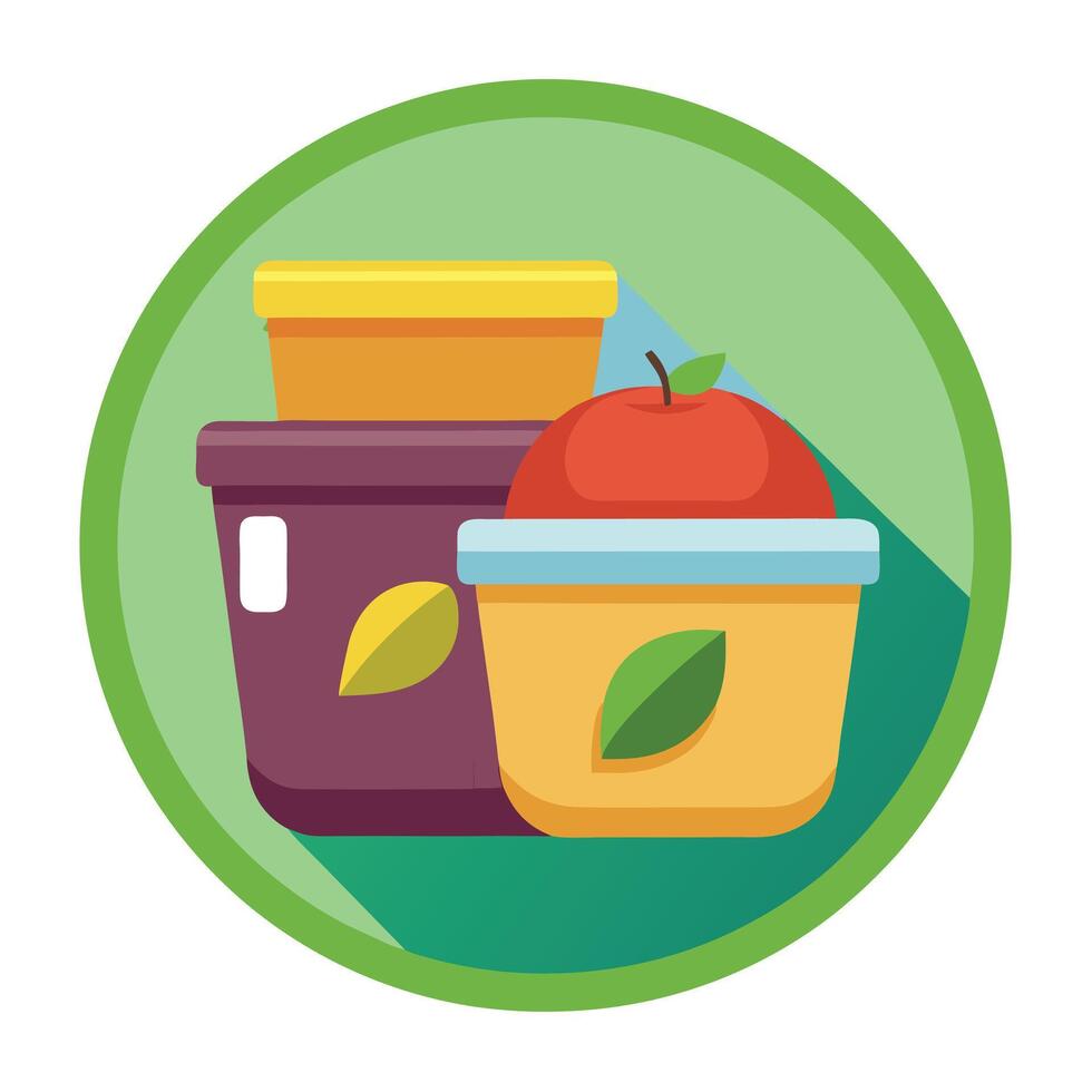 Elegant Pre-Portioned Containers of Food Icon and Isolated Background vector
