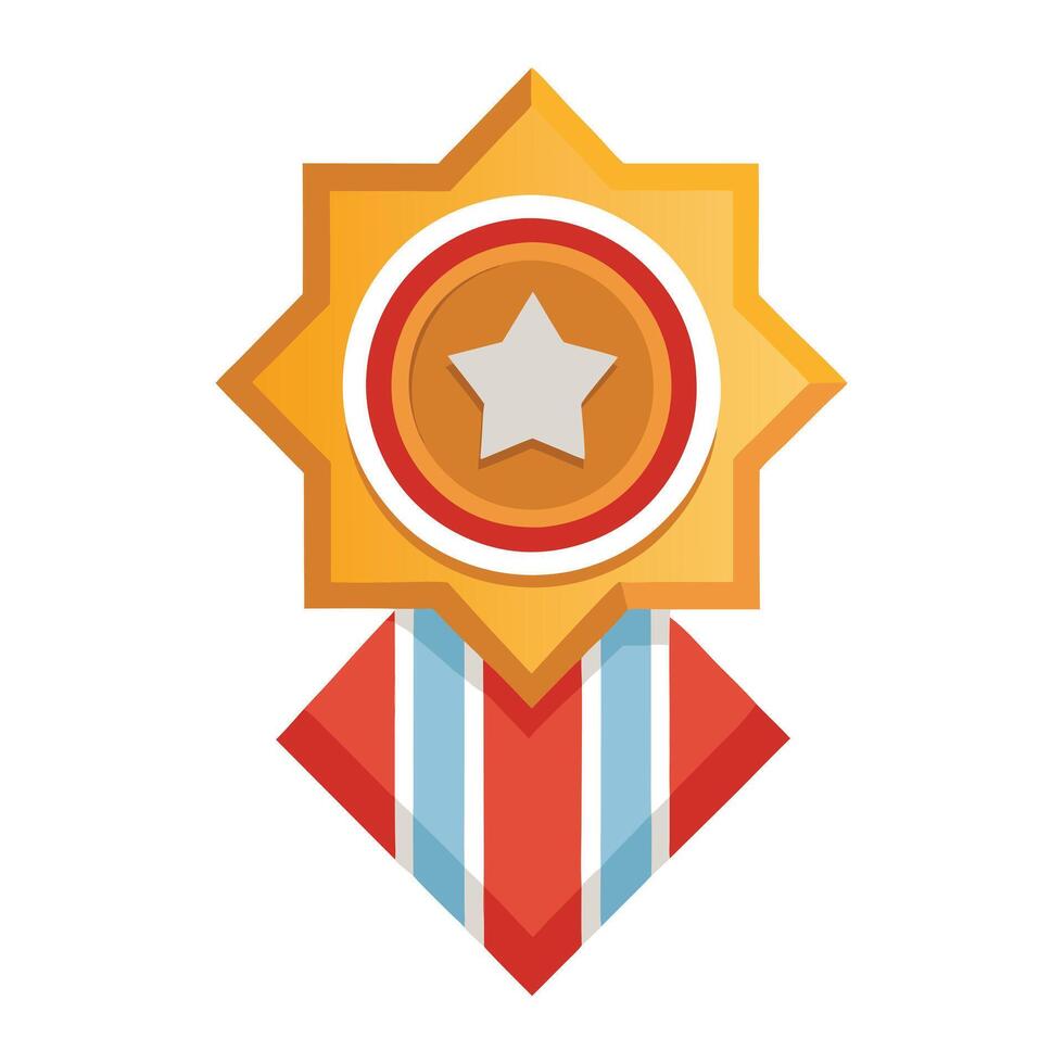 Elegant Flat Style Medal Icon with a Ribbon and Isolated Background vector