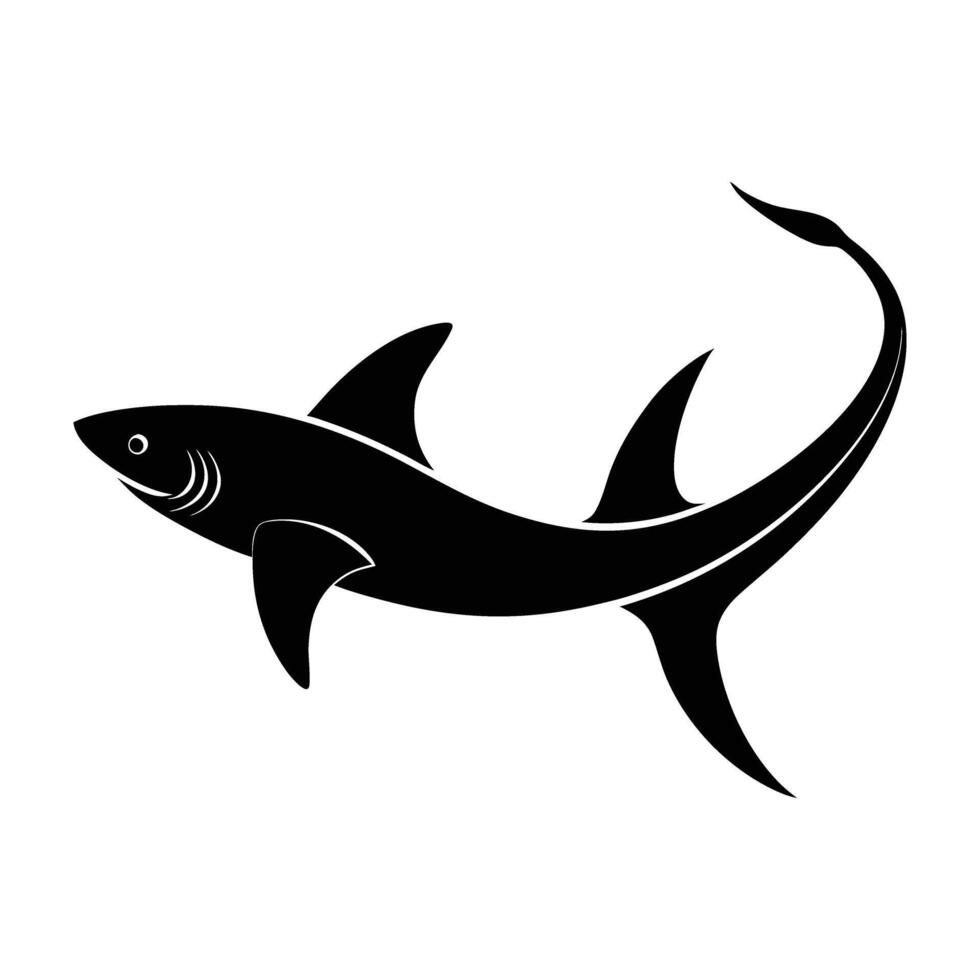 Dynamic Thresher Shark Gliding with a Whip Like Tail in a Fierce Ocean Scene vector