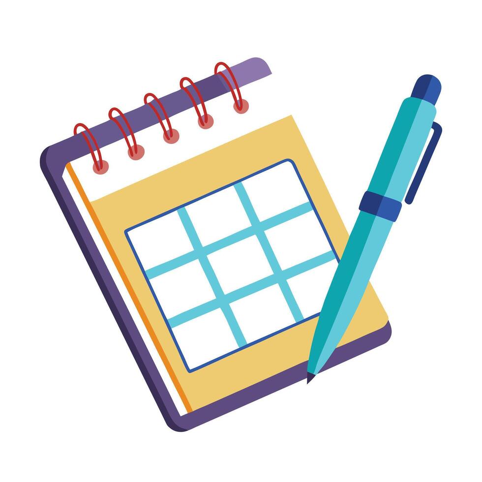 Elegant Notebook Icon with a Calendar and Isolated Background vector