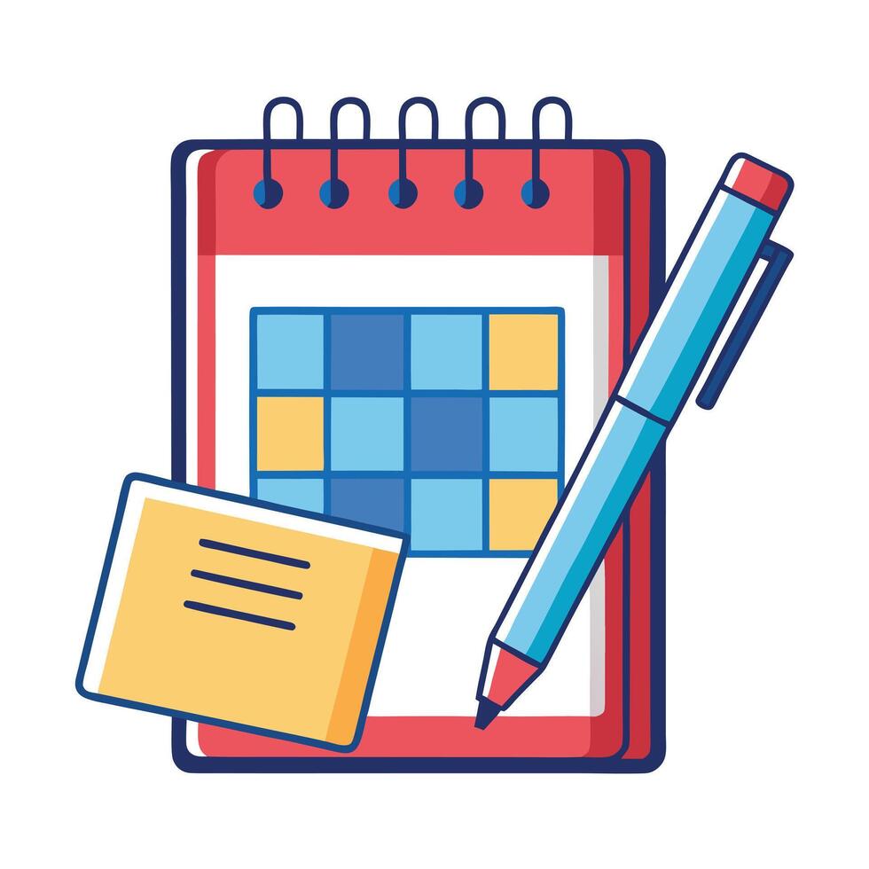 Notebook Icon with a Calendar and Isolated Background vector