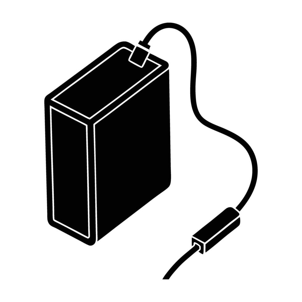 Portable power bank providing steady energy with an integrated charging cable vector