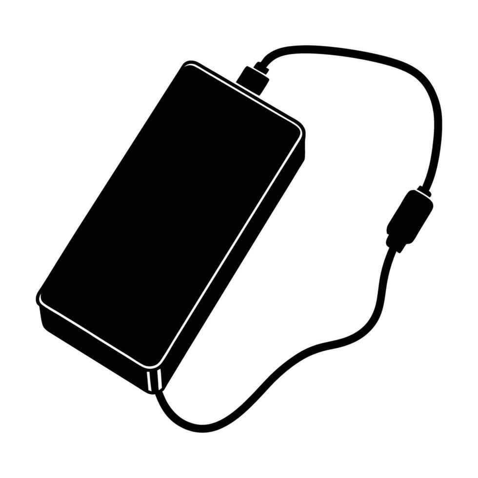 Portable power bank delivering reliable charge with an included cable accessory vector