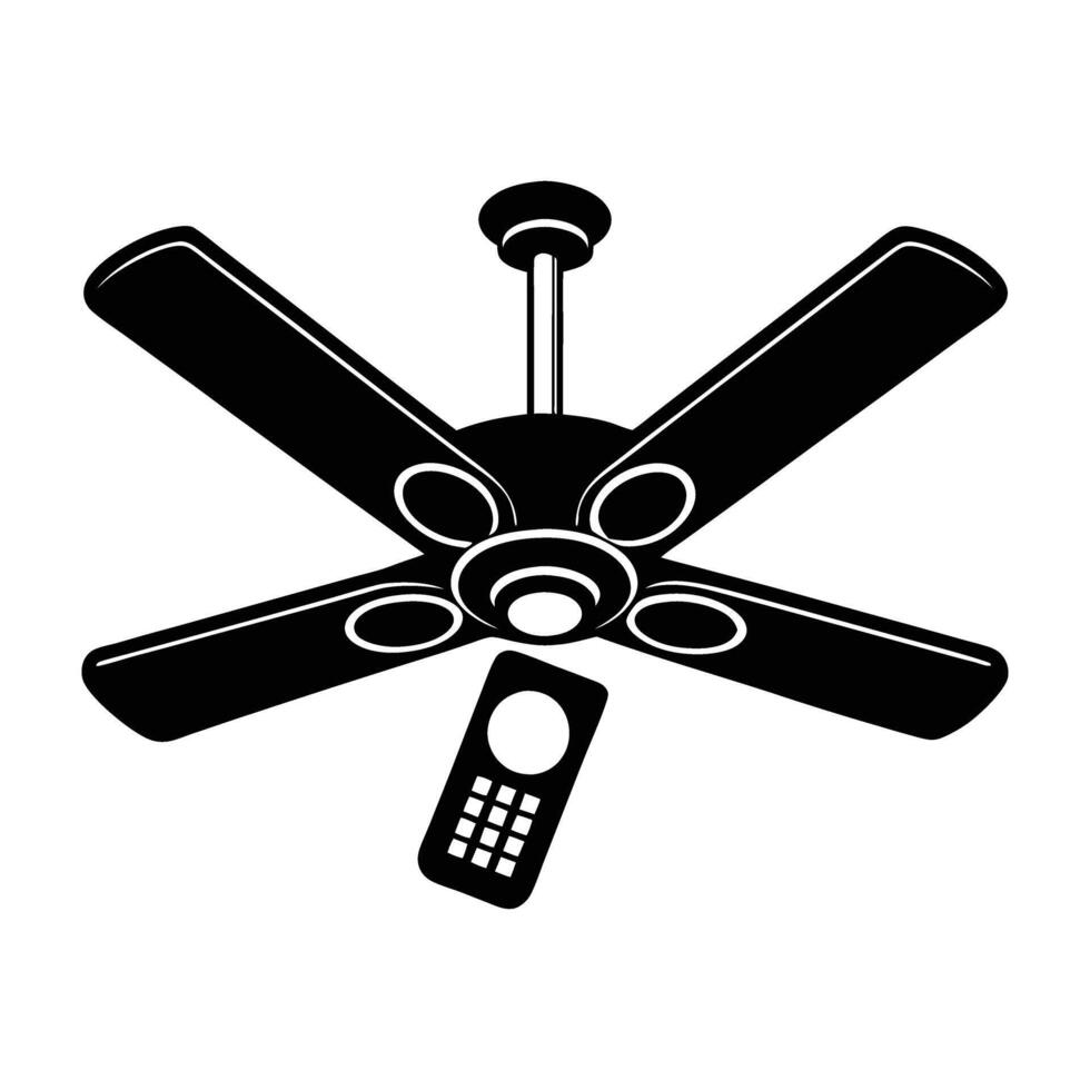 Smart ceiling fan with remote control for efficient air circulation vector