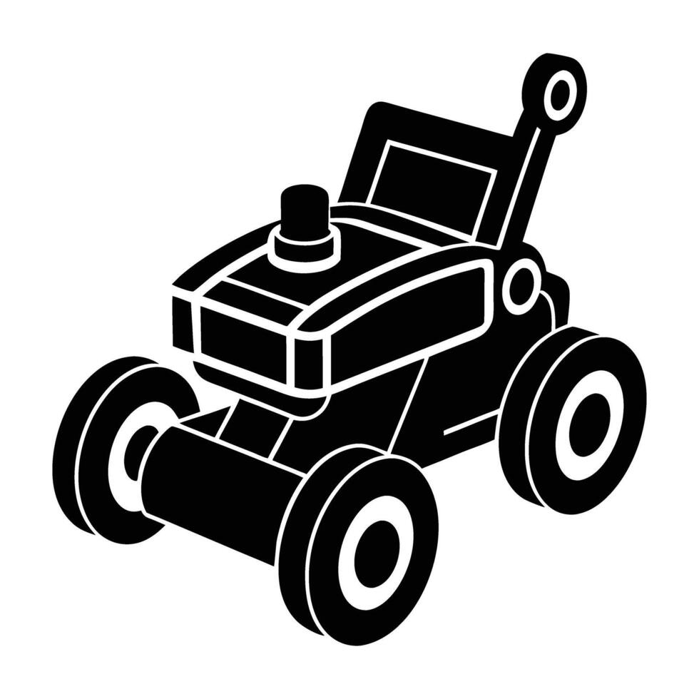 Robotic lawn mower featuring a compact design for precise outdoor grass cutting vector