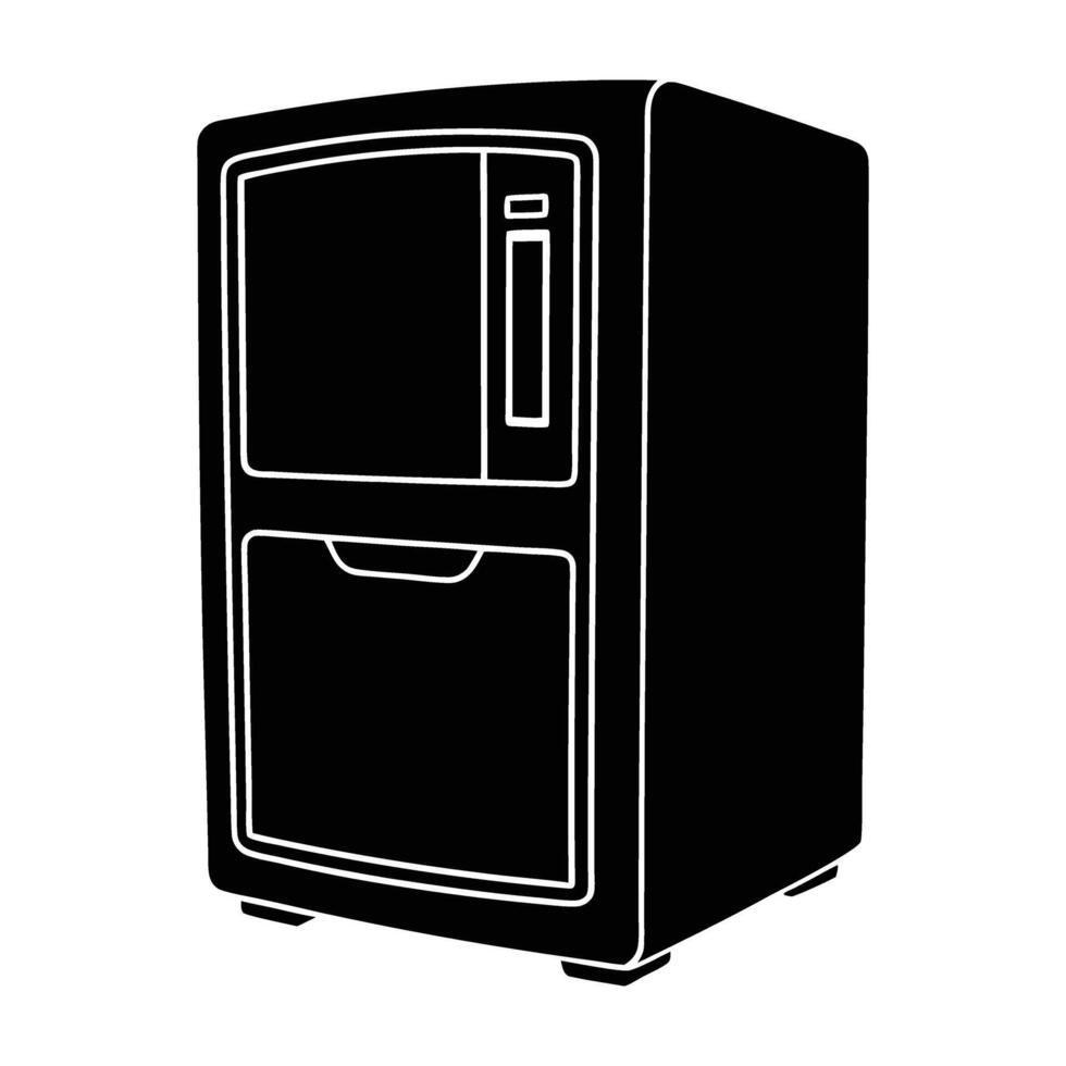 Smart fridge featuring interactive touchscreen panel for modern kitchen convenience vector
