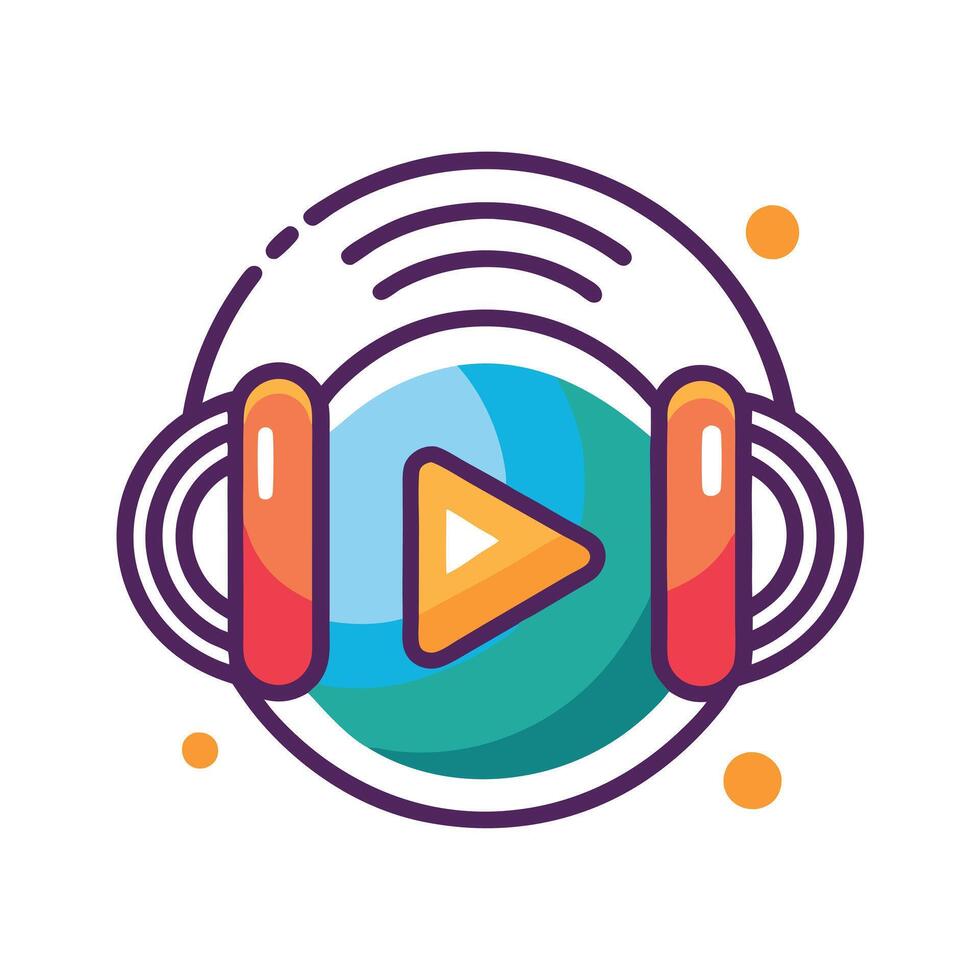Elegant Play Button Icon with Sound Waves and Isolated Background vector