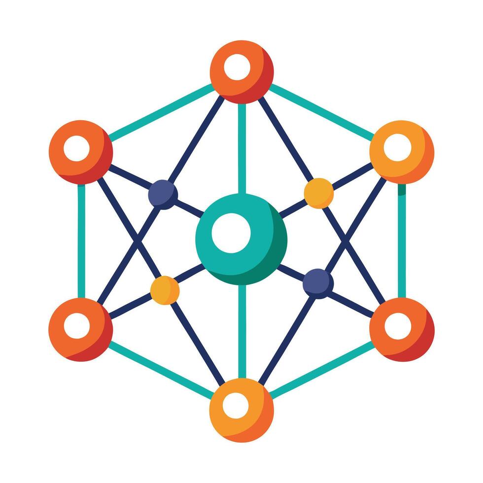 Modern Web of Connected Nodes Icon and Isolated Background vector