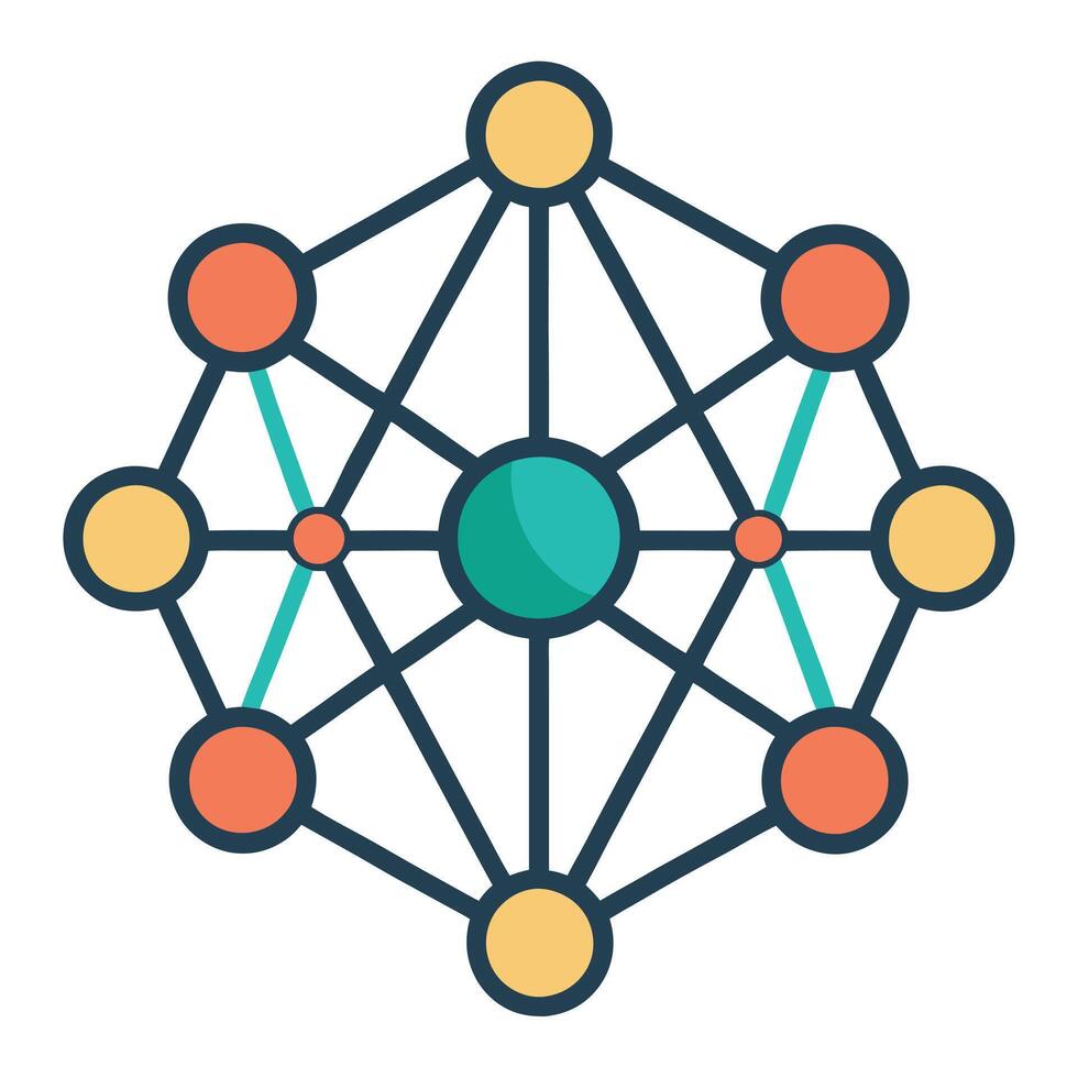 Web of Connected Nodes Icon and Isolated Background vector