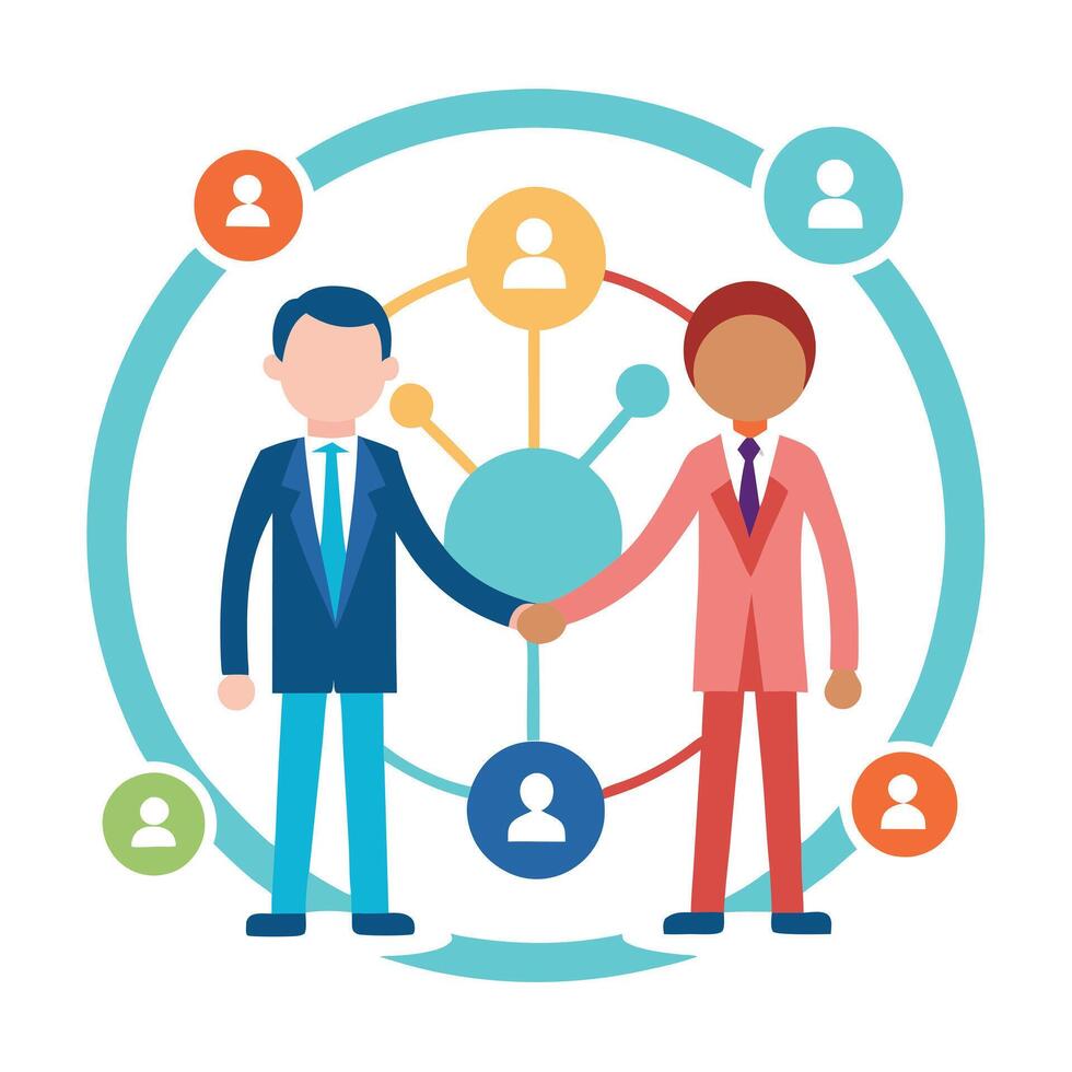 Modern People Icon Shaking Hands at an Event and Isolated Background vector