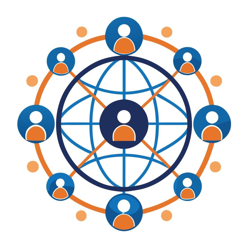 Globe Icon with Networking Lines and Isolated Background vector
