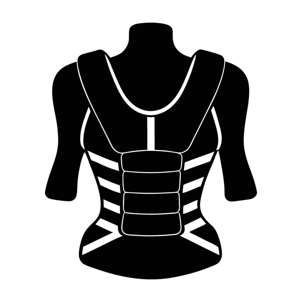 Wearable Posture Corrector Device in White Shown in a Clean Silhouette vector
