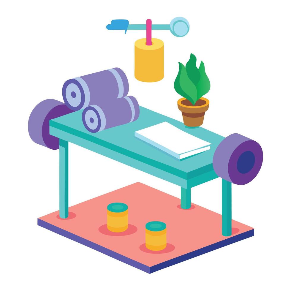 Modern Yoga Mat and Dumbbells Icon and Isolated Background vector