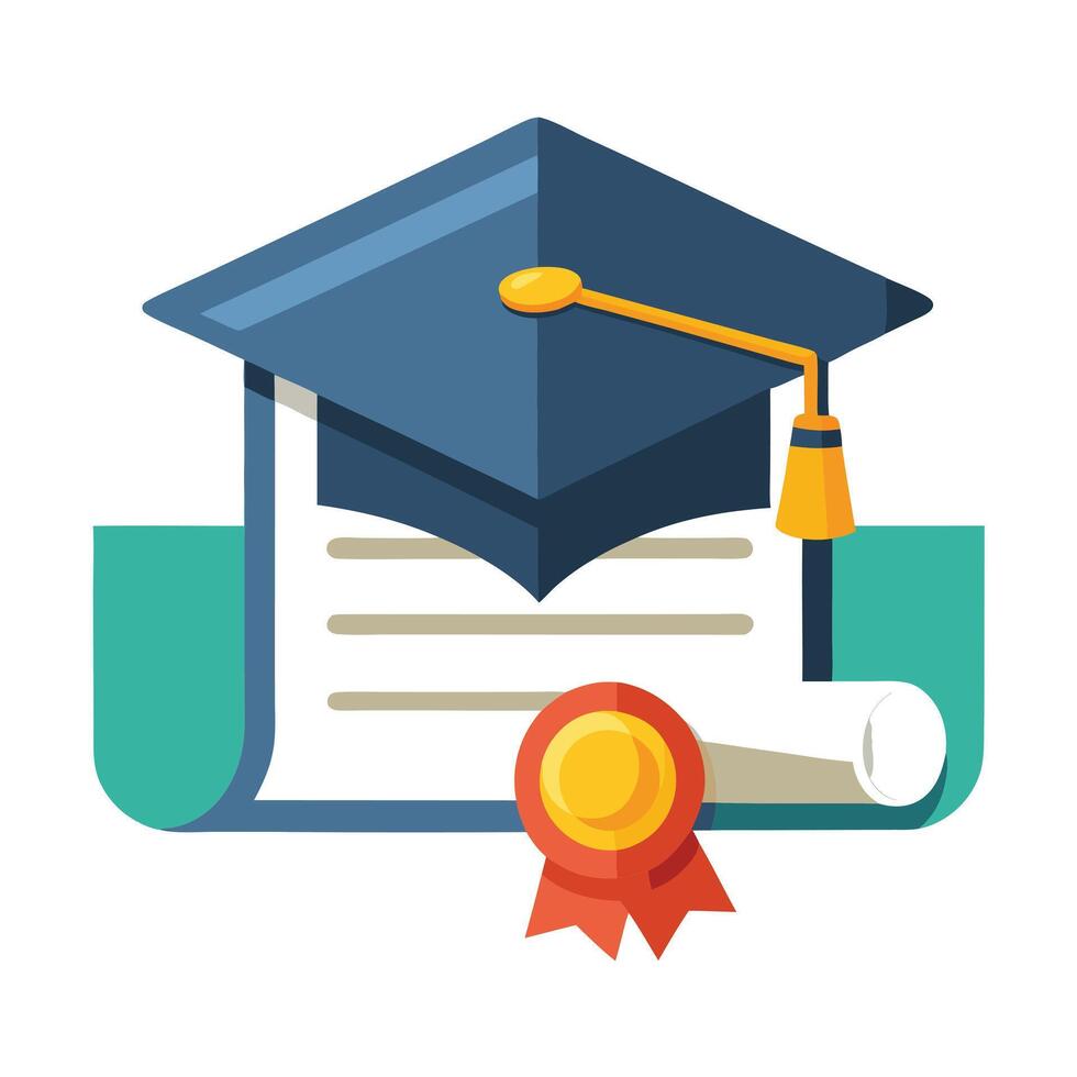 Elegant Diploma Certificate Icon with a Graduation Cap and Isolated Background vector