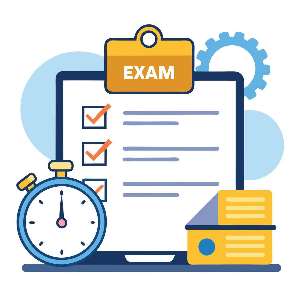 Elegant Quiz Sheet Icon with a Timer and Isolated Background vector