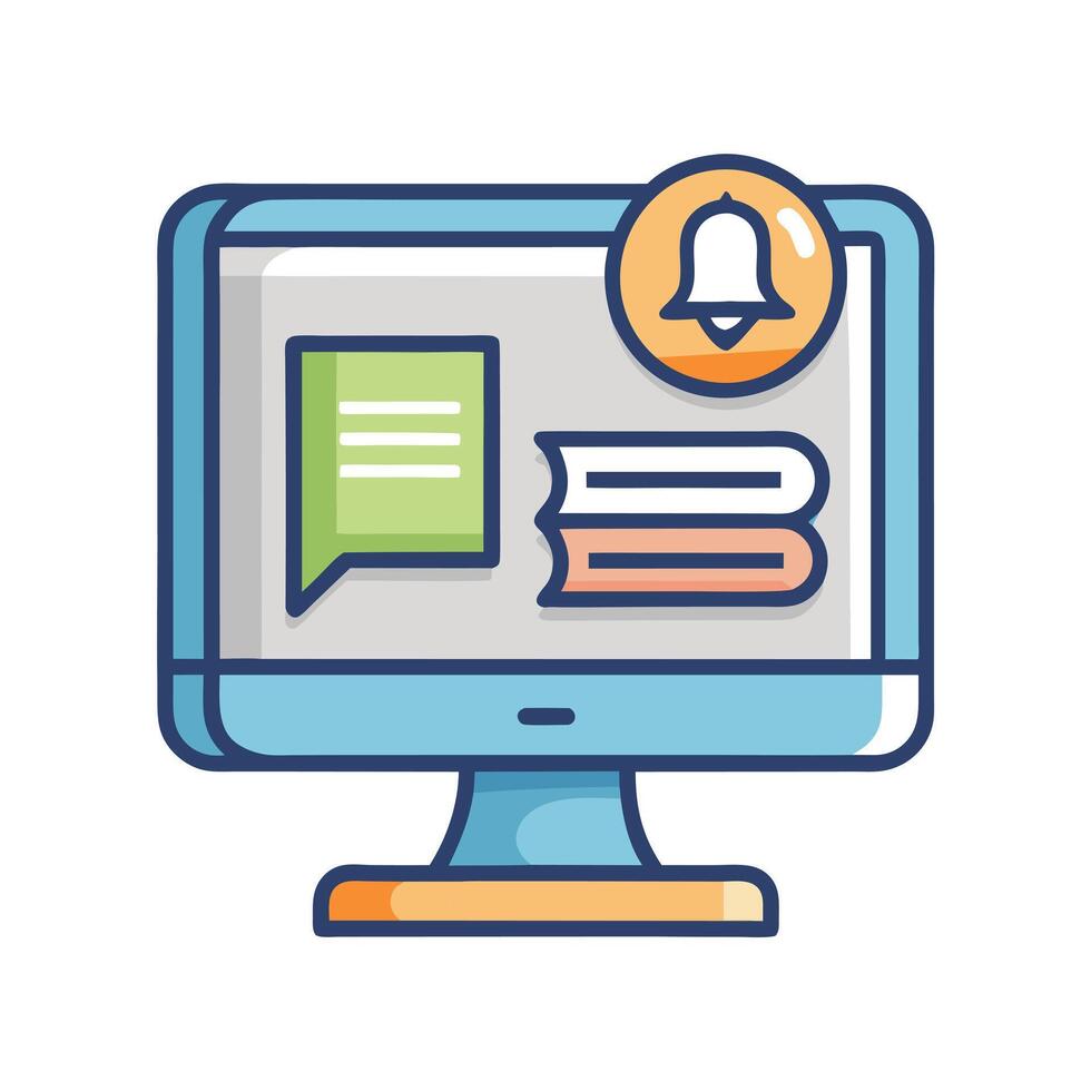 Modern Computer Screen Icon Displaying a Book and Isolated Background vector