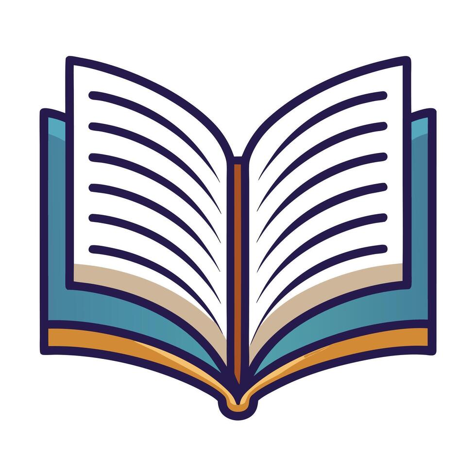 Open Book Icon with Detailed Pages and Isolated Background vector