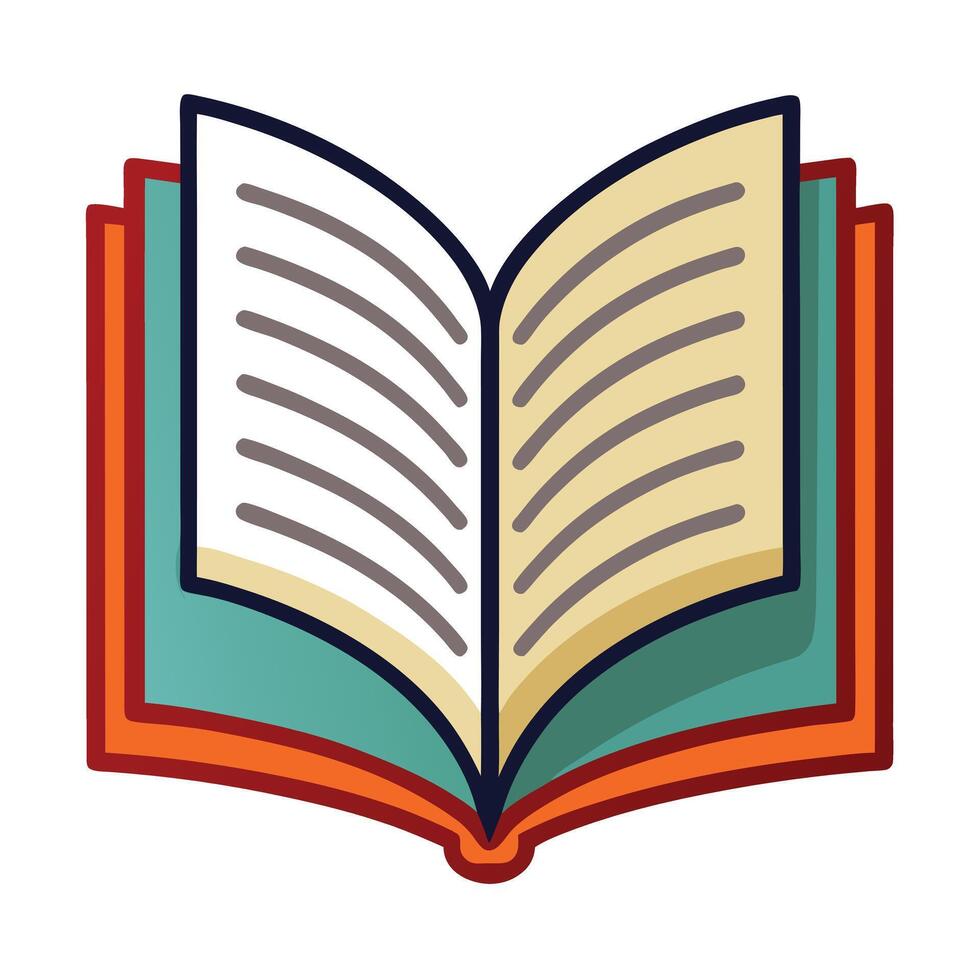 Modern Open Book Icon with Detailed Pages and Isolated Background vector