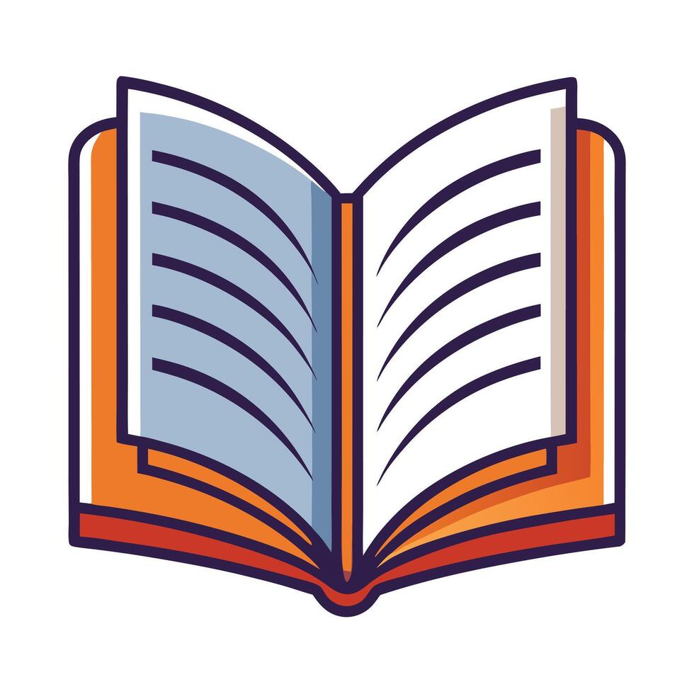 Elegant Open Book Icon with Detailed Pages and Isolated Background vector