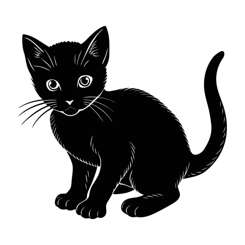 Determined Kitten Crouching Low, Ready to Pounce Quickly with Stealth vector